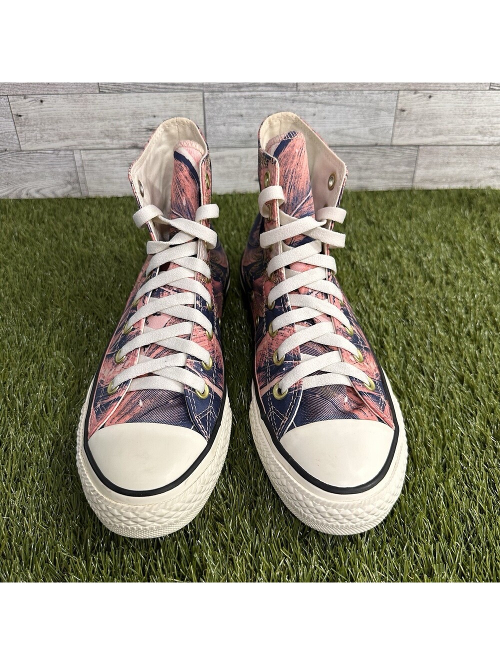 Converse Chuck Taylor All Star Hi Satin 559863C Pale Coral/Navy/Egret Size 8.5 - Picture 3 of 7